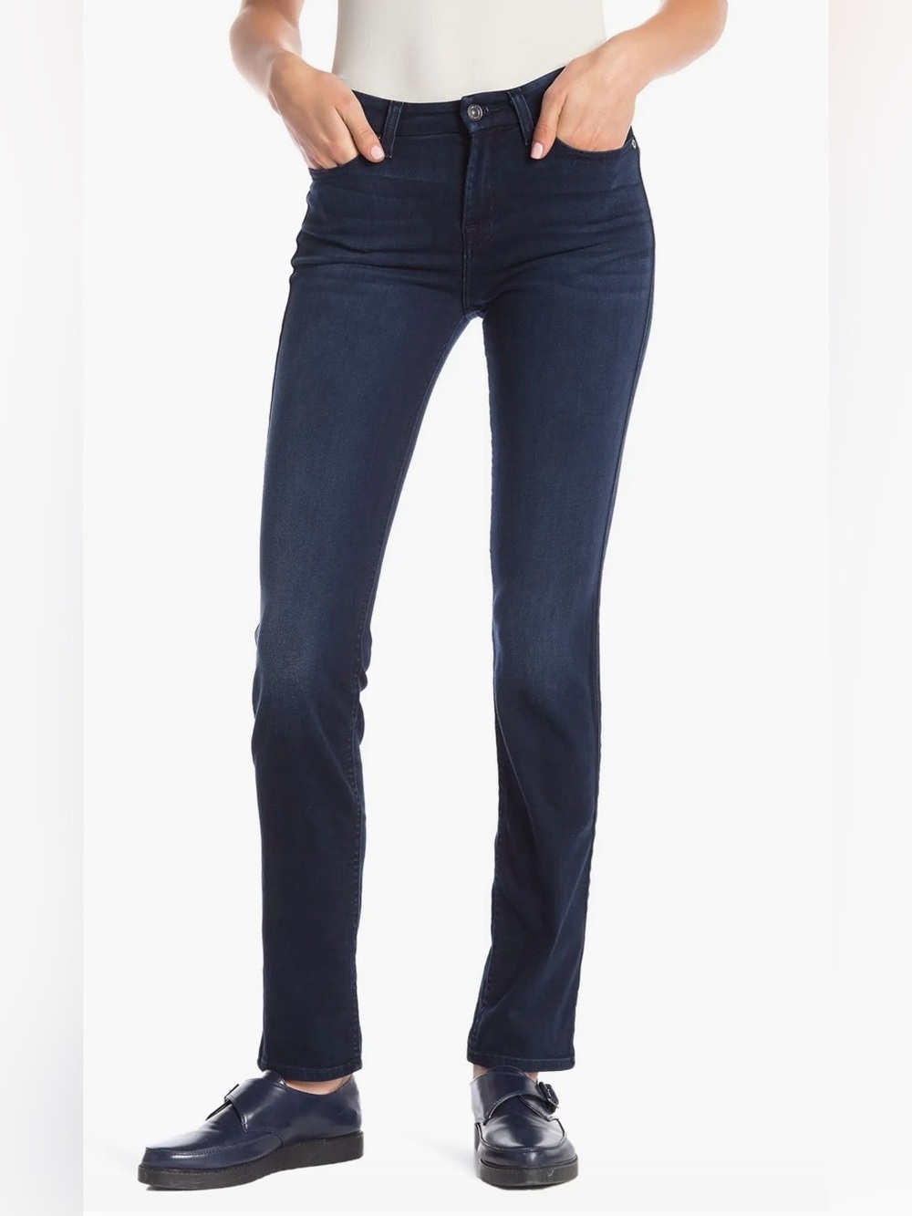 7 For All Mankind Dark Navy Straight-Leg Jeans